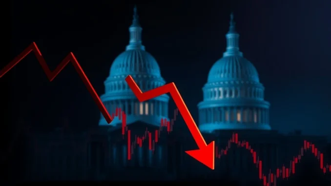 Cryptocurrency market crash visualization showing $100 billion loss amid US political tensions and Bitcoin price drop