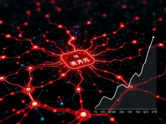 Analytical visualization of crypto money laundering flows driven by Chinese networks, with data showing a surge to $82 billion.
