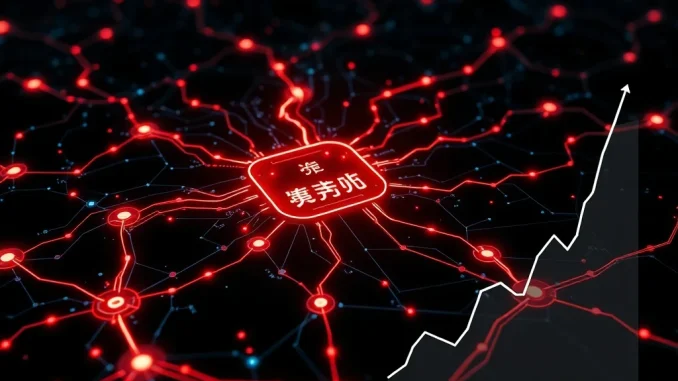 Analytical visualization of crypto money laundering flows driven by Chinese networks, with data showing a surge to $82 billion.