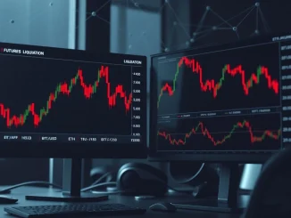Cryptocurrency futures liquidation data visualization showing $150 million in positions closed across major exchanges