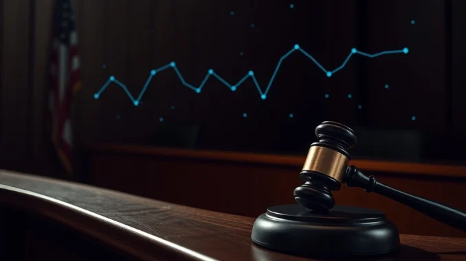 Courtroom scene symbolizing the sentencing for cryptocurrency money laundering connected to a Chinese fraud ring.