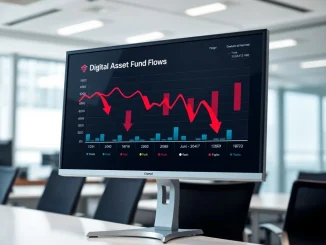 A data dashboard showing a $1.73 billion net outflow for digital asset funds and cryptocurrency investment products.