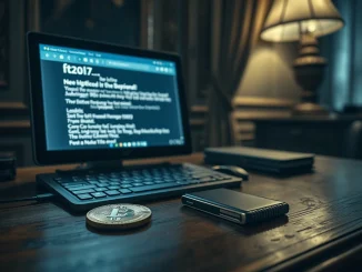 Jeffrey Epstein Bitcoin email revelation on a computer screen with cryptocurrency symbols.