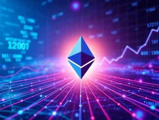 Ethereum network activity visualization showing increased connections and new addresses being created