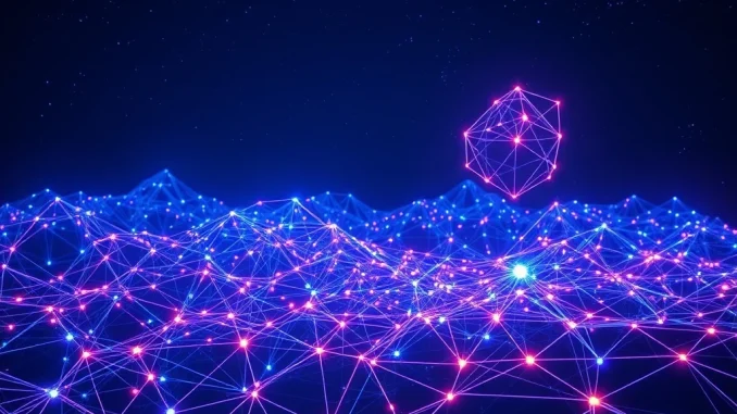 Ethereum blockchain merging with AI neural network, symbolizing the strategic pivot into artificial intelligence.