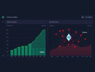 Data visualization contrasting Ethereum's holder growth with negative buy/sell pressure for ETH and Solana in January 2025.