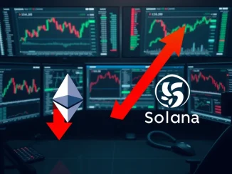 Ethereum and Solana market analysis showing negative buy/sell pressure data with financial charts
