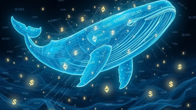 An Ethereum whale accumulates $177 million in ETH, symbolizing large-scale crypto investment strategy.