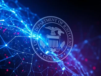 Blockchain network with cracked U.S. government seal illustrating crypto theft security failure
