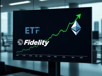 Chart showing spot Ethereum ETF inflows driven by Fidelity's investment, representing a major crypto market shift.