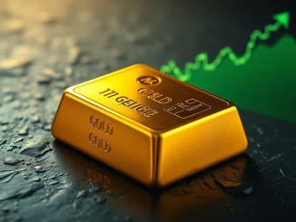 Gold bullion bar representing the historic surge in gold price to a new all-time high above $4,900.