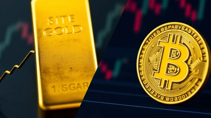 Gold price surges while Bitcoin consolidates, showing divergence between traditional and digital safe haven assets.
