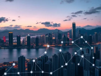 Hong Kong's financial district symbolizes the launch of its pioneering stablecoin licensing framework in 2025.