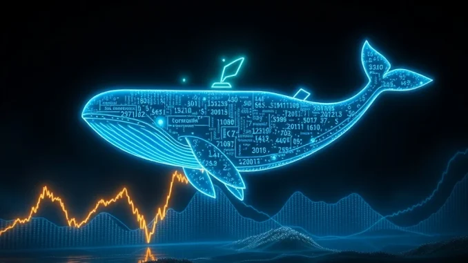 A cryptocurrency whale icon leaves a HYPE token position, representing a $3.72 million on-chain loss.