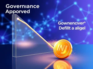 Visual representation of Injective's INJ token transitioning to a deflationary supply model through community governance approval