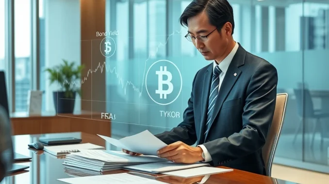Japan's FSA Seeks Public Comment on Crucial Bond Standards for Stablecoin Reserves Japan FSA official reviewing stablecoin reserve bond standards in a Tokyo office setting.