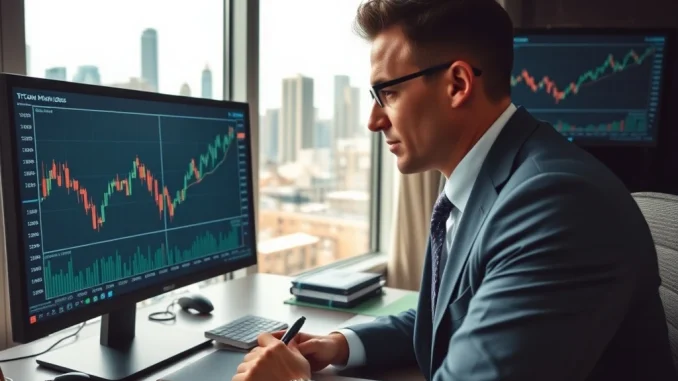 Financial analyst examining Bitcoin and DXY charts showing JPMorgan's dollar hedge analysis