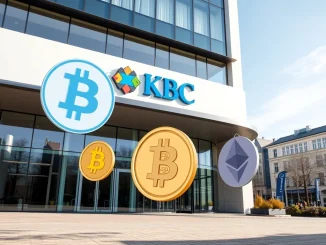 KBC Bank headquarters in Brussels begins offering Bitcoin and Ethereum trading services for customers.