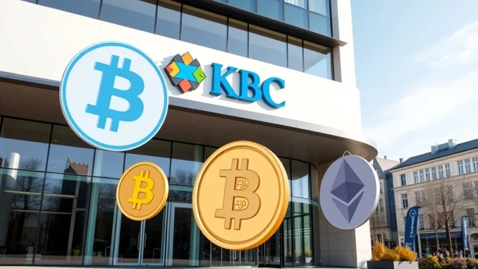 KBC Bank headquarters in Brussels begins offering Bitcoin and Ethereum trading services for customers.