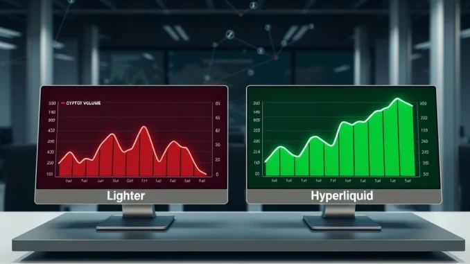 Lighter trading volume decline analysis showing PerpDEX market shift after airdrop