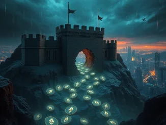 Illustration of the DeFi protocol MakinaFi hack showing digital security breach and loss of Ethereum.