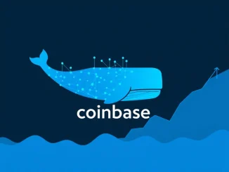 Illustration of a blockchain whale moving $309 million USDC to Coinbase, representing a major stablecoin transaction.