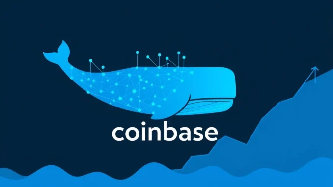 Illustration of a blockchain whale moving $309 million USDC to Coinbase, representing a major stablecoin transaction.