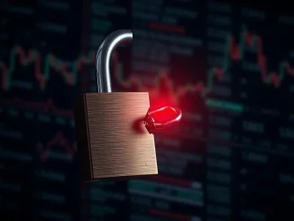 A digital padlock broken, symbolizing the $16.8 million Matcha Meta DEX aggregator exploit and SwapNet vulnerability.
