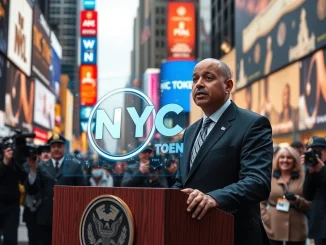 Former NYC Mayor Eric Adams announces NYC Token endorsement to fund anti-hate initiatives and blockchain education.