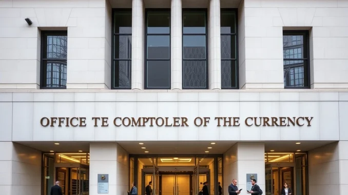 OCC building representing regulatory decision on World Liberty Financial bank charter application