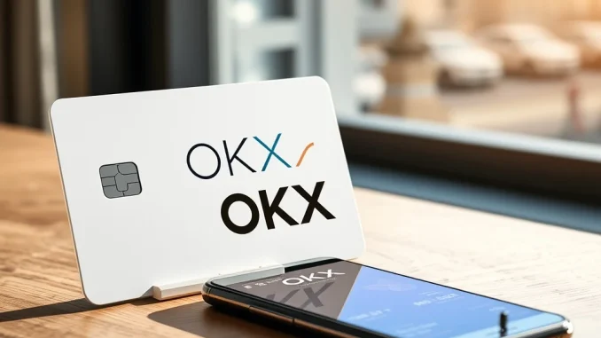 The new OKX stablecoin payment card for Europe, enabling crypto spending via Mastercard.