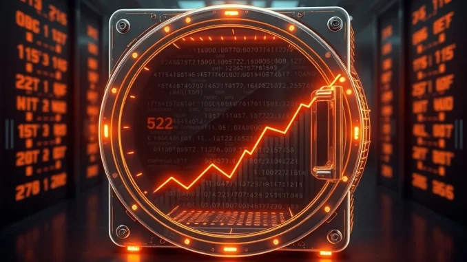 On-Chain Vault Market Poised to Double, Bitwise Reveals Stunning Growth Forecast Illustration of a secure blockchain vault with a growth chart, representing the doubling on-chain vault market.