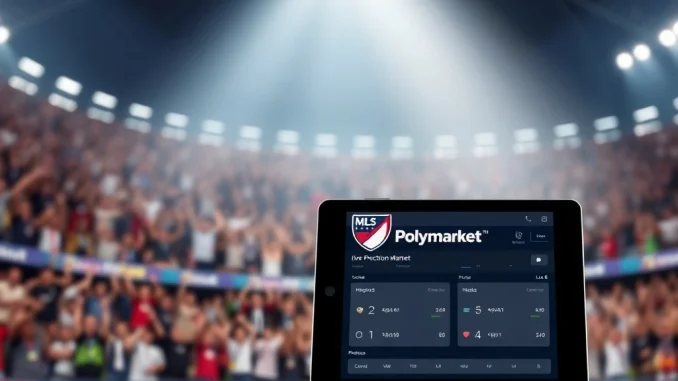 Polymarket and MLS logos featured together, symbolizing their exclusive crypto prediction market partnership for soccer events.