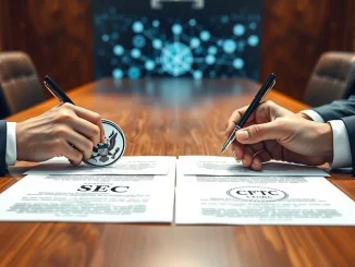 SEC and CFTC officials sign a Memorandum of Understanding for cryptocurrency regulation cooperation.