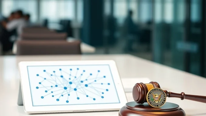 SEC guidance on tokenized assets and blockchain securities law compliance visualized.