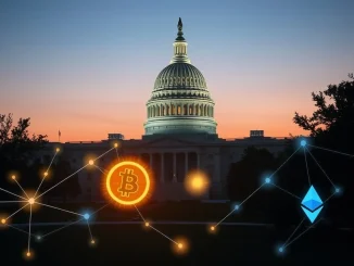 US Capitol with digital overlay as the Senate Banking Committee marks up the CLARITY crypto bill.