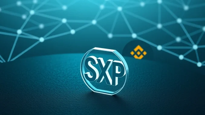 Sola SXP token and blockchain network graphic representing the project's development halt and operational issues.