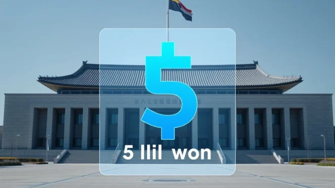 South Korea's National Assembly with overlay of proposed $3.6M stablecoin capital requirement for crypto regulation.