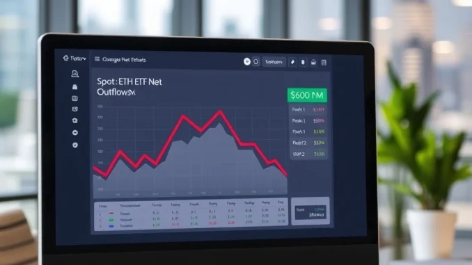 Data visualization showing $63.8 million in spot Ethereum ETF outflows, highlighting a sudden market reversal.