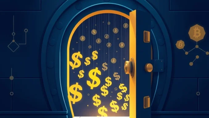 Stablecoin adoption draining US bank deposits with digital dollar outflow illustration