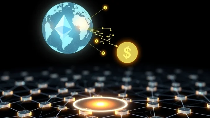 Stablecoin revenue 2025 data visualized on the Ethereum blockchain network, showing financial growth.