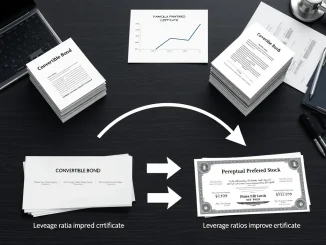 Infographic illustrating Strive's shift from convertible bonds to perpetual preferred stock to improve financial structure.