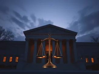 US Supreme Court building representing pending tariff ruling decision on international trade