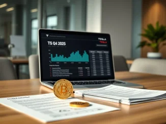 Tesla's Bitcoin holdings and accounting loss explained with financial report visualization