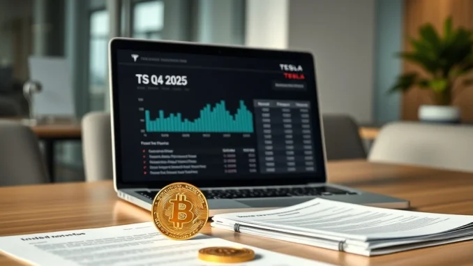 Tesla's Bitcoin holdings and accounting loss explained with financial report visualization