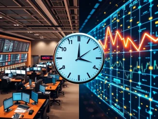 Conceptual image showing 24-hour trading solving tokenized stock liquidity issues between traditional and crypto markets.