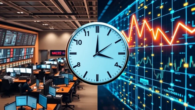 Conceptual image showing 24-hour trading solving tokenized stock liquidity issues between traditional and crypto markets.