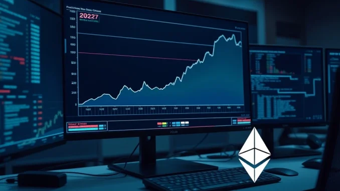 Tom Lee's 2027 bull market prediction visualized on a financial analyst's trading desk monitor.