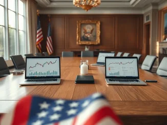 Trump administration meeting on the CLARITY crypto bill with industry leaders to discuss stablecoin regulation.