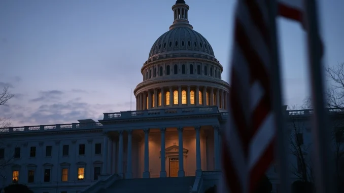 US Capitol building at night as Trump and Democrats reach government shutdown spending deal